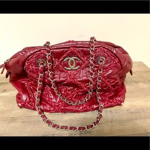 CHANEL - Burgundy Chain Linked Tote Bag